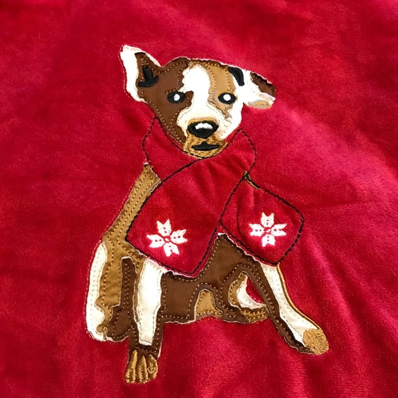 Lightweight soft red sweatshirt / top with cute puppy design by ED (XL) - Picture 4 of 15